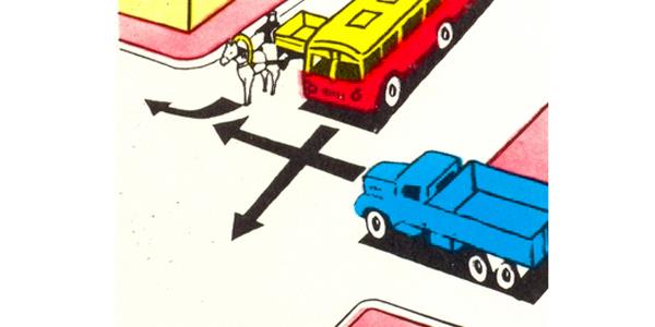 سوال 36: راننده کدام وسیله نقلیه باید حق تقدم را رعایت کند؟