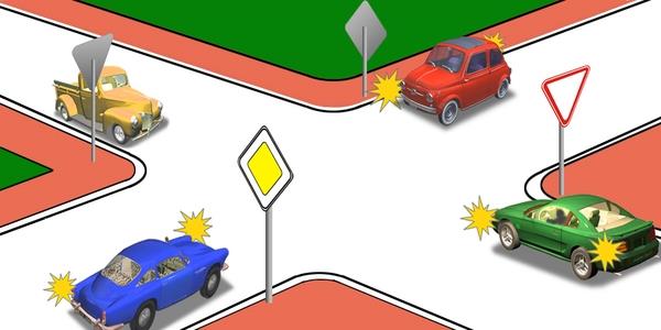 سوال 453: هنگام عبور از تقاطع مجبور به رعایت حق تقدم کدامیک هستیم؟