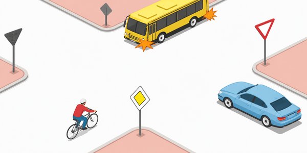 السؤال 1477: يتعين على وسائل النقل المرور عبر التقاطع وفق الترتيب التالي: